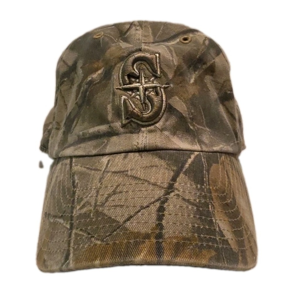 Seattle Mariners Camo Mesh Trucker Hat RealTree Camouflage Gorpcore Ball Cap